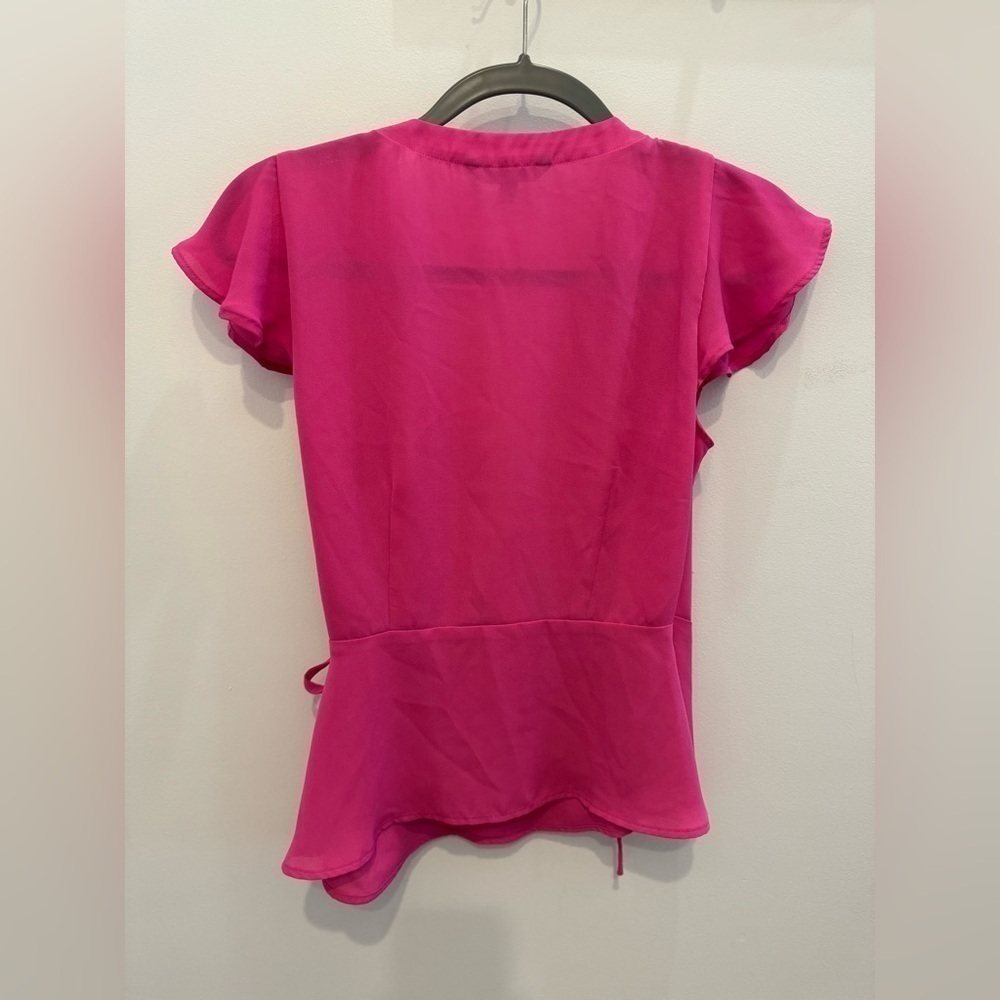 Banana Republic Pink Ruffled Wrap Blouse - Picture 3 of 9